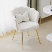 MODFU - Fauteuil - Bloemblaadjesrugleuning - Modern - Woonkamer - Fluweel - Beige