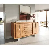 DELIFE Dressoir Live-Edge 147 cm acacia natuur 3 laden 2 deuren