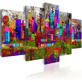 Karo-art Schilderij - De stad van expressie, 5luik