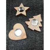 Christmas House 2+1gratis waxinelichthouders koper naturel theelichthouders met glitter