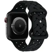Beline Silicone Woven Serie - Horlogeband - Zwart - Apple Watch Compatibiliteit - Elegant Ontwerp