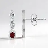 Cavill - Zilveren Oorbellen - 925 Sterling Zilver Platina Geplateerd - Rode Spinel 0 158 ct & Cambodjaanse Zirkon 0 119 ct - Rond - Elegant