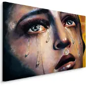 Karo-art Schilderij - Meisje in Tranen, Premium Print op Canvas