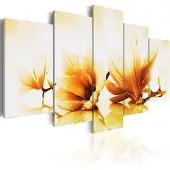 Karo-art Schilderij - Gele Magnolia, 5luik