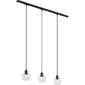 QAZQA Modern railsysteem zwart met 3 hanglampen brons 1-fase - Iconic Lava