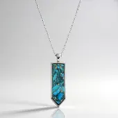 Cavill - Zilveren Halsketting met Turkoois Mozaïek Cabochon 10,21 ct - 925 Sterling Zilver - Elegant Handgemaakt Sieraad - 45 cm Verlengbaar