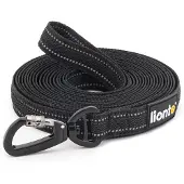 Lionto Trainingslijn lang, antislip grip & reflecterend zwart 15 m