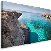 Karo-art Schilderij Kliffen en helder water, blauw/beige, premium print