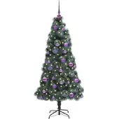vidaXL Kunstkerstboom met voorverlichte ballenset Groen 150 cm PET