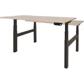 Schaffenburg Dextro Plus Duo Zit-sta-bureau Rechthoekig Eiken H-Frame 1.200 (B) x 800 (D) x 645 (H) mm Melamine