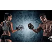Karo-art Fotobehang Gespierde Man Een Atletische Vrouw - Vliesbehang - 368 x 280 cm