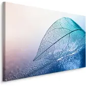 Karo-art Schilderij - Blad in blauwe tinten, Premium Print, 5 maten