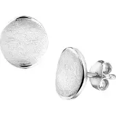 Trendjuwelier huiscollectie Oorknoppen Gescratcht Zilver Gerhodineerd Glanzend 10 mm x 9 mm
