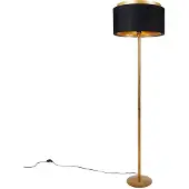 QAZQA Moderne vloerlamp goud met kap zwart met goud - Simplo