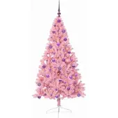 vidaXL Kunststof Voorverlichte Kerstboom met 300 LED Roze 180 cm PVC