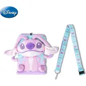 Disney 1 st. Angel pluche keycord kaarthouder, officieel gelicentieerd, zachte schattige pluche ID-hoes met thematisch keycord, Stitch themaaccessoire, cadeau voor telefoon