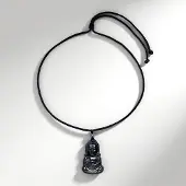 Cavill - Halsketting met 122 ct Labradoriet uit Madagaskar - 45-70 cm Verstelbaar Koord - Spirituele Boeddha Hanger Grijsblauw Fancy Slijpsel