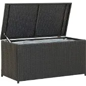 vidaXL Tuinbox met wielen 283 L poly rattan zwart