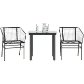 vidaXL 9-delige Tuinset met kussens poly rattan glas zwart