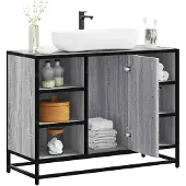 vidaXL Wastafelkast 80x33x60 cm bewerkt hout bruin eikenkleurig