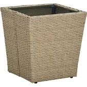 vidaXL Theetafel 41,5x41,5x43 cm poly rattan massief acaciahout grijs