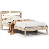 vidaXL Bedframe met hoofdbord massief grenenhout wasbruin 200x200 cm