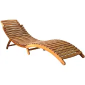 vidaXL | Ligbed | met kussen beige 55 x 184 x 64cm Massief Acaciahout