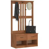 vidaXL Kapstok SANDNES wit 45x40x159,5 cm massief grenenhout