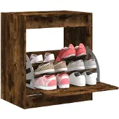 vidaXL Schoenenkast met 4 klaplades 80x21x163,5 cm gerookt eikenkleur