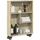 vidaXL Smalle Opslag Trolley Zwart Eiken 48 x 13 x 68 cm