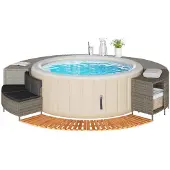 vidaXL Hottub-ombouw poly rattan en massief acaciahout zwart