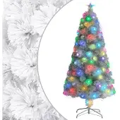 vidaXL - Kunstkerstboom - met - verlichting - 150 - cm - glasvezel - wit - en - blauw