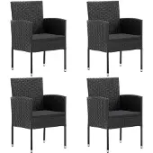 vidaXL Tuinstoelen 2 st met witte kussens poly rattan zwart