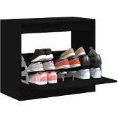 vidaXL Schoenenkast met 2 klaplades 60x42x108 cm zwart