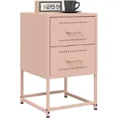 vidaXL Nachtkastje 36x39x60,5 cm staal roze