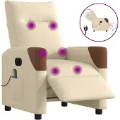 vidaXL Fauteuil verstelbaar stof crèmekleurig
