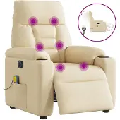 vidaXL Massagestoel verstelbaar stof crèmekleurig