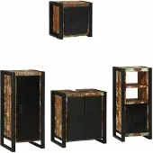 vidaXL Badkamermeubel Set 4 st Veelkleurig en Zwart 40 x 35 x 90 cm
