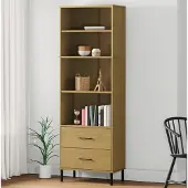 vidaXL Boekenkast met 2 lades OSLO 60x35x180 cm massief hout wit