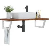 vidaXL Badkamer wandschap staal en massief eikenhout