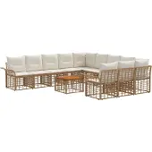 vidaXL Buiten bank set 12 st Natuurlijk en Crème Wit Polyester