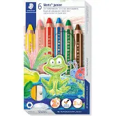Staedtler Kleurpotlood Buddy, 3 in 1, kartonnen etui, 6 gesorteerde kleuren + puntenslijper