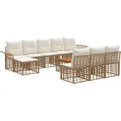vidaXL Buiten bank set 11 st Natuurlijk en Crème Wit Polyester