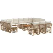 vidaXL Buiten bank set 14 st Natuurlijk en Crème Wit Polyester
