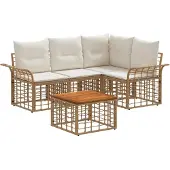 vidaXL Buiten bank set 5 st Natuurlijk en Crème Wit Polyester