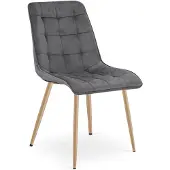 Leobert Eetkamerstoel SPLIT– Fluweel donkergrijs – Houten look poten – Modern design