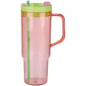 Alpina Beker met Rietje en Handvat 1,2 Liter – Tumbler – Roze
