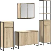 vidaXL Badkamermeubel Set 4 st Sonoma Eik Bewerkt hout