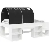 vidaXL Bed met Tunnel met plank 3 st Wit en zwart Bewerkt hout
