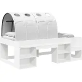 vidaXL Bedframe met Tunnel met plank met opslag 3 st Wit Bewerkt hout